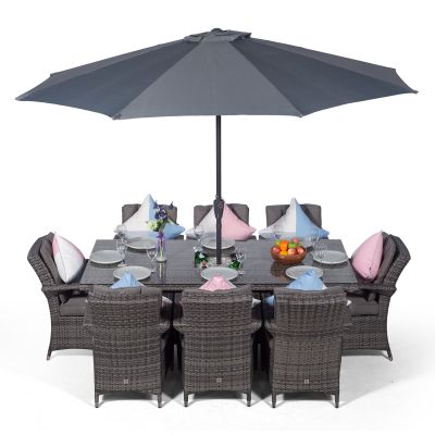 Arizona 200cm Rectangle 8 Seater Rattan Dining Set with Drinks Cooler - Grey