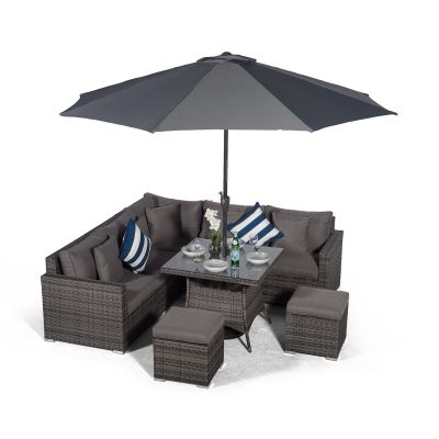 Havana - Modular 7 Seat Rattan Corner Sofa Dining Set - Grey