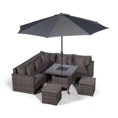 Havana - Modular 7 Seat Rattan Corner Sofa Dining Set with Drinks Cooler - Grey