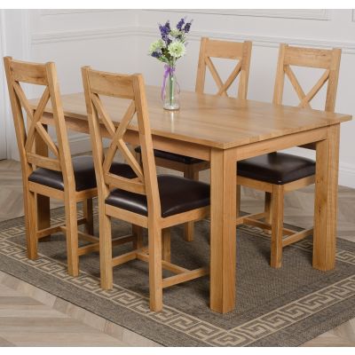 Oslo 150 x 90cm Medium Oak Dining Set with 4 Berkeley Oak Chairs