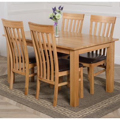 Oslo 150 x 90cm Medium Oak Dining Set with 4 Harvard Oak Chairs
