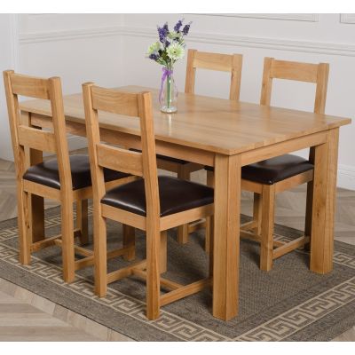 Oslo 150 x 90cm Medium Oak Dining Set with 4 Lincoln Oak Chairs