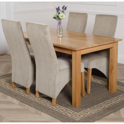 Oslo 150 x 90cm Medium Oak Dining Set with 4 Lola Grey Fabric Chairs