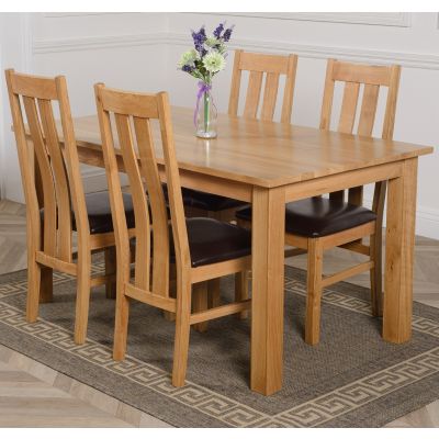 Oslo 150 x 90cm Medium Oak Dining Set with 4 Princeton Oak Chairs