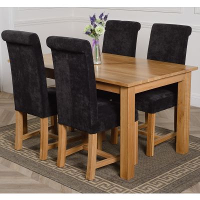 Oslo 150 x 90cm Medium Oak Dining Set with 4 Washington Black Fabric Chairs