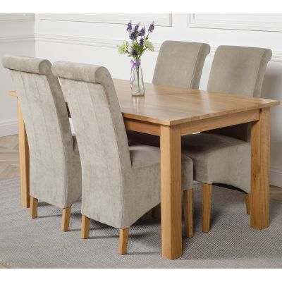 Oslo 150 x 90cm Medium Oak Dining Set with 4 Montana Grey Fabric Chairs