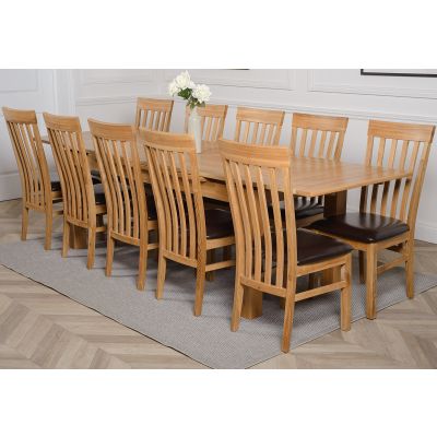 Richmond Large Oak Extending Dining Table with 10 Harvard Oak Dining Chairs