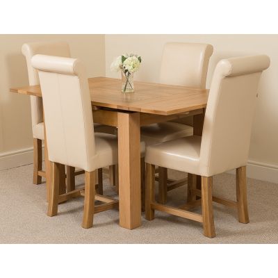Richmond Small Extending Oak Dining Set with 4 Washington Ivory Leather Chairs