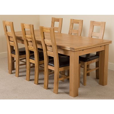 Richmond Large Oak Extending Dining Table with 6 Yale Oak Dining Chairs