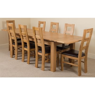 Richmond Large Oak Extending Dining Table with 8 Yale Oak Dining Chairs