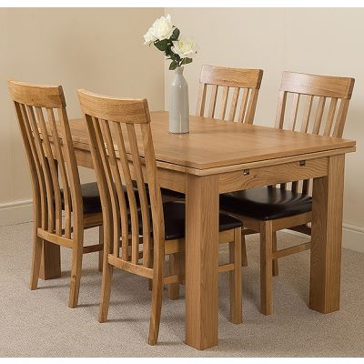 Richmond Medium Oak Extendable Dining Table with 4 Harvard Oak Dining Chairs