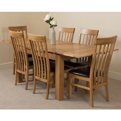 Richmond Medium Oak Extendable Dining Table with 6 Harvard Oak Dining Chairs