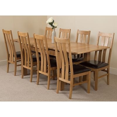 Richmond Medium Oak Extendable Dining Table with 8 Princeton Oak Dining Chairs