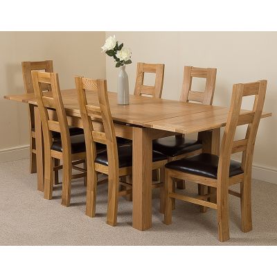 Richmond Medium Oak Dining Set 6, Oak Extendable Dining Table And Chairs Uk