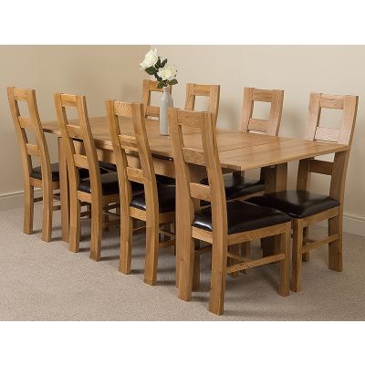 Richmond Medium Oak Extendable Dining Table with 8 Yale Oak Dining Chairs