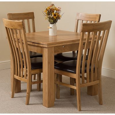 Richmond Small Extending Oak Dining Set with 4 Harvard Oak Chairs