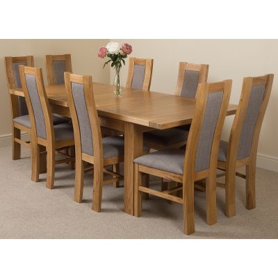 Seattle Oak Extending Dining Table and 8 Stanford Oak Dining Chairs