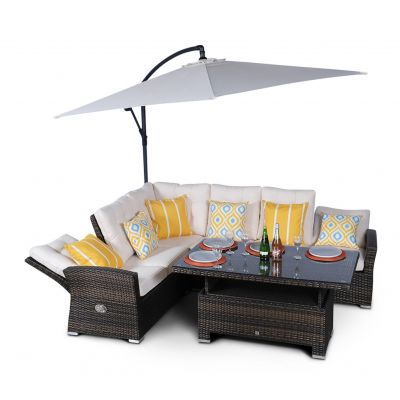 Seville Modular Rattan Corner Sofa Dining Set - Brown