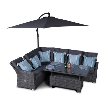 Seville Modular Rattan Corner Sofa Dining Set - Grey