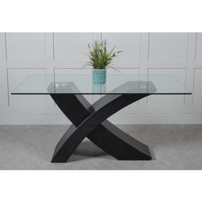 Valencia Black 160cm Small Glass Dining Table