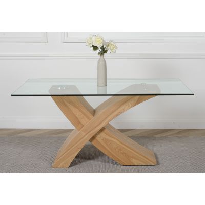 Valencia Oak 160cm Small Glass Dining Table