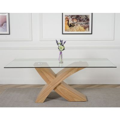 Valencia Oak 200cm Large Glass Dining Table