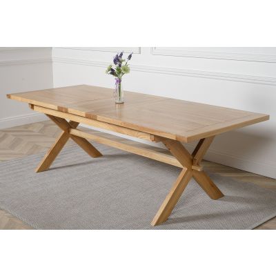 Vermont 200 - 240cm Cross Leg Large Oak Extending Dining Table