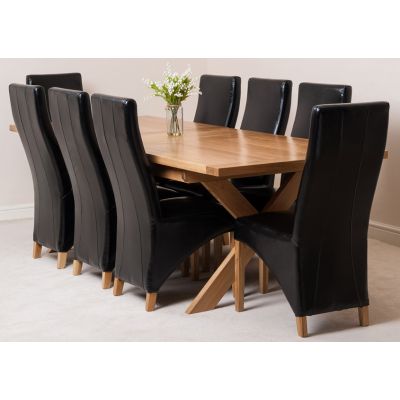 6 black leather shop dining chairs