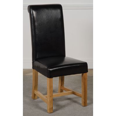 Washington Black Leather Dining Chair | Braced Legs