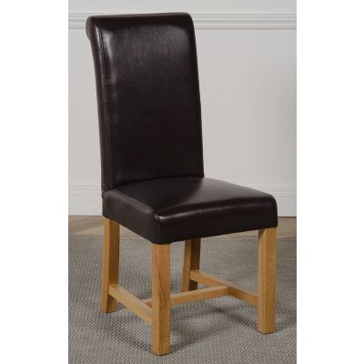 Washington Brown Leather Dining Chair | Braced Legs