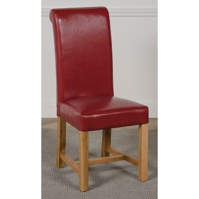 Washington Burgundy Leather Dining Chair | Braced Legs