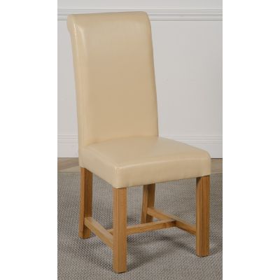 Washington Ivory Leather Dining Chair | Braced Legs