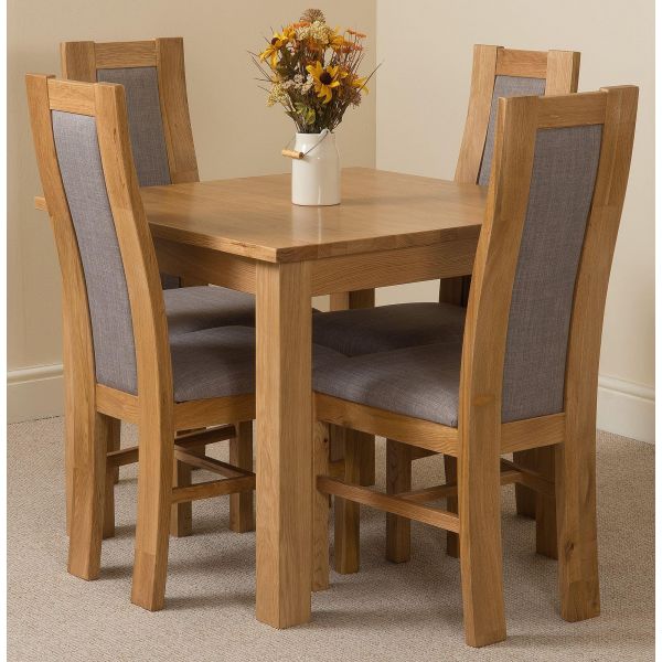 Oslo Small Square Oak Dining Set With 4, Light Oak Dining Chairs Set Of 4