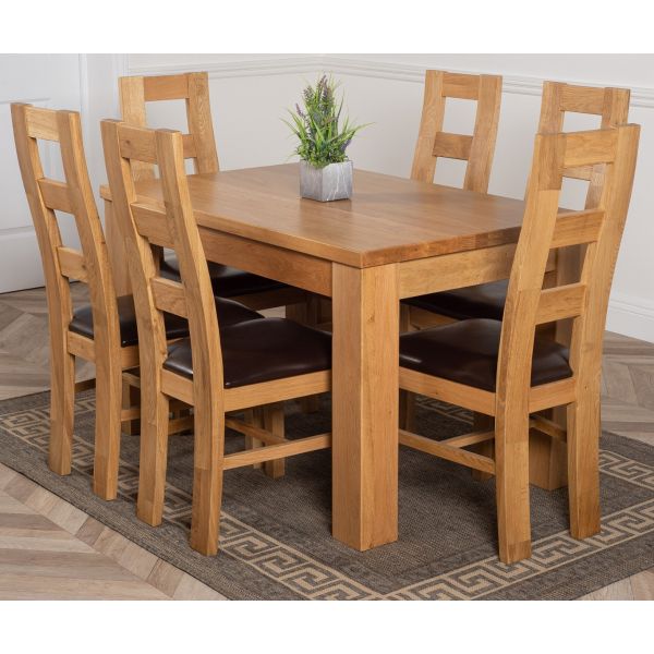 Dakota Small Oak Dining Table with 6 Yale Oak Chairs Oak Furniture King