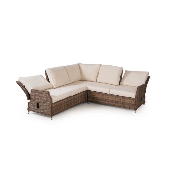 Dorset Modular Rattan Corner Sofa Dining Set Brown Oak Furniture King