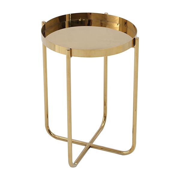Ember Round Gold Chrome Side Table, Side Tables Round Gold
