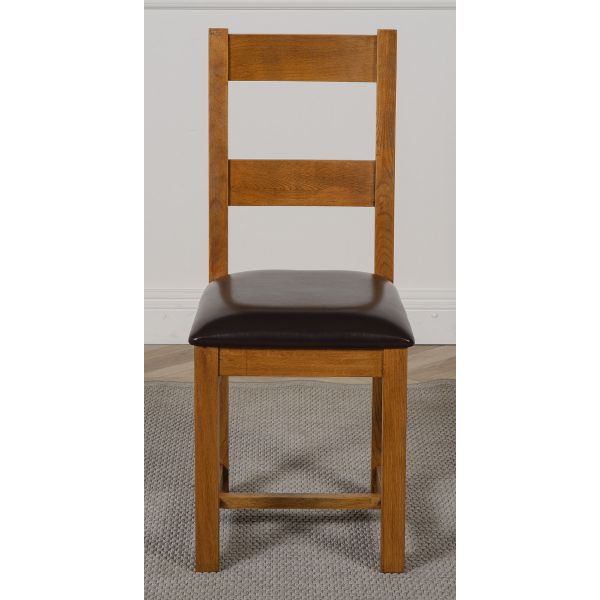 Lincoln Rustic Solid Oak Dining Chair, Rustic Oak Ladder Back Dining Chairs