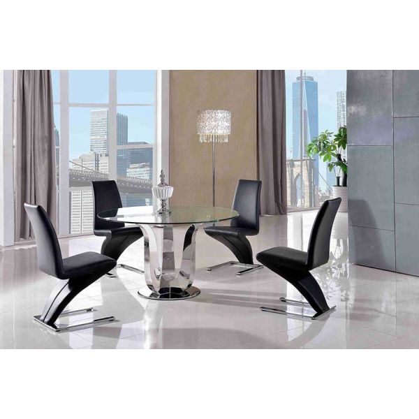 Naples Round Glass Dining Table 4 Zed, Round Glass Dining Table With Leather Chairs Uk