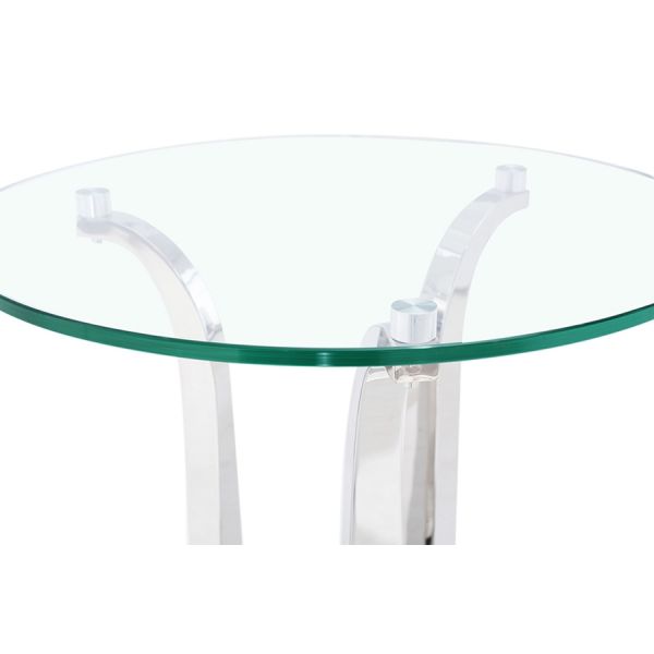 Naples Round Glass and Chrome Lamp Table Naples Round Glass and Chrome Lamp Table