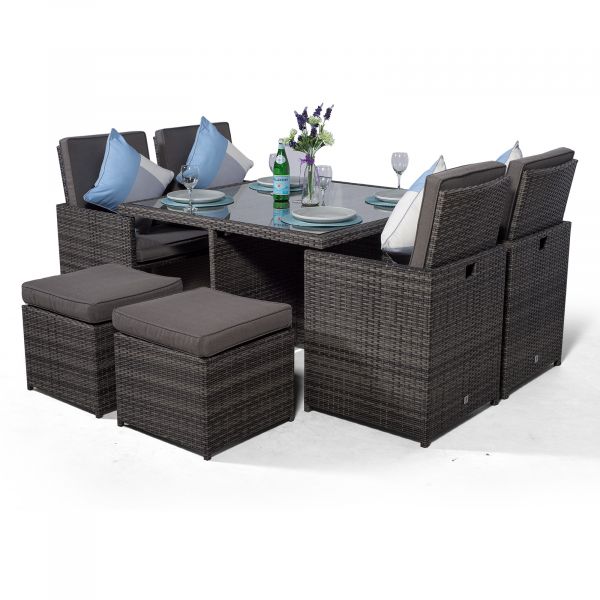 Giardino Rattan 4 Seater Cube Dining, Cube Dining Table And Chairs Indoor