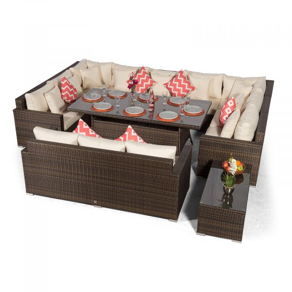 Havana Modular U Shaped 12 Seat Rattan Conversation Dining Set