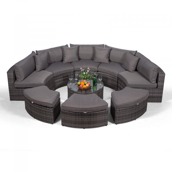 Monaco Rattan Garden Furniture Semi Circle Sofa Set - Black Friday 2021 Rattan Garden Furniture