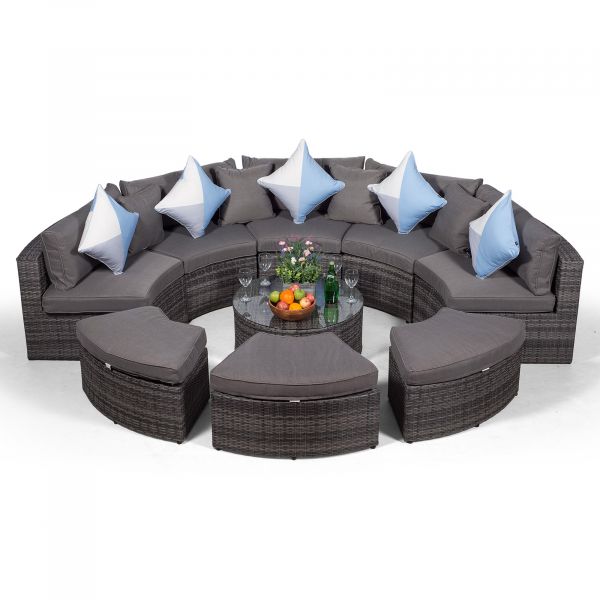 Monaco Rattan Garden Furniture Semi, Semi Circular Sofa Uk