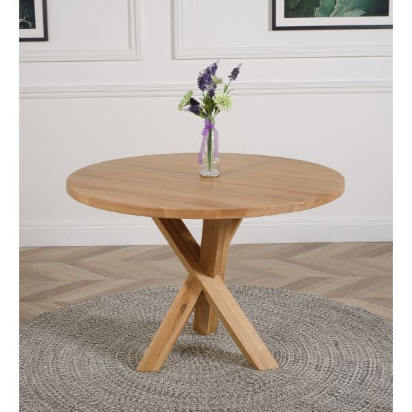 Oregon Round Oak Dining Table With 4, Lincoln Round Table