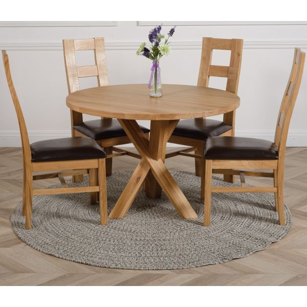 Oregon Round Oak Dining Table With 4 Yale Chairs Furniture King Oregon Round Oak Dining Table With 4, Small Round Oak Dining Table And 4 Chairs