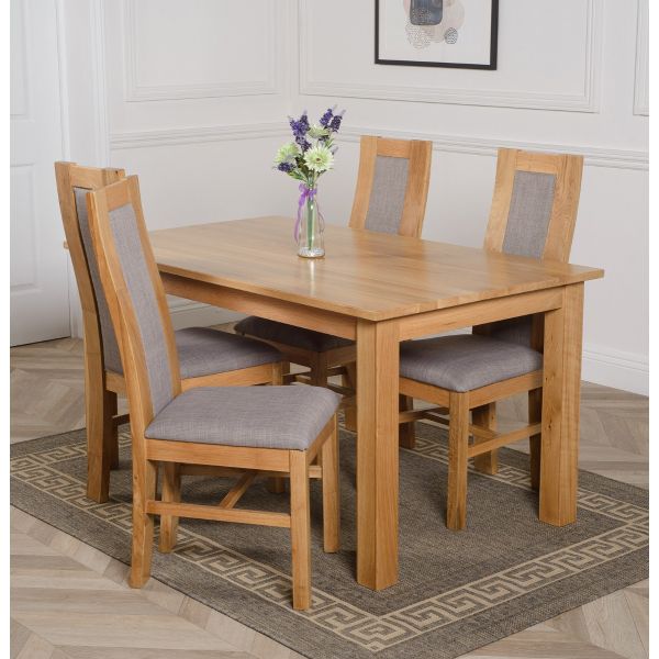 Oslo Medium Oak Dining Set With 4, Medium Oak Dining Room Table