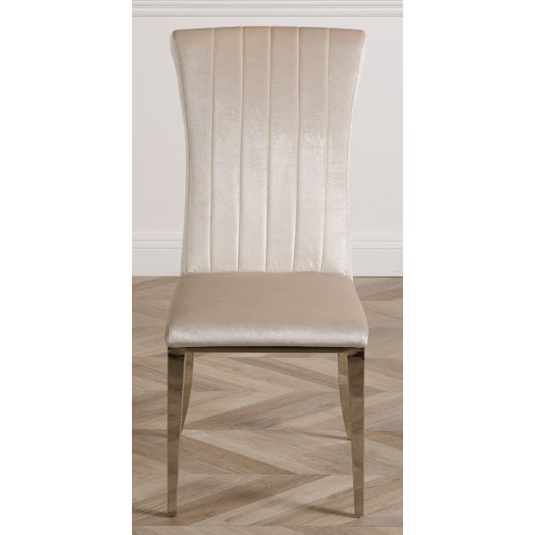 Paris Beige Velvet Fabric Dining Chair, Tall Back Fabric Dining Chairs
