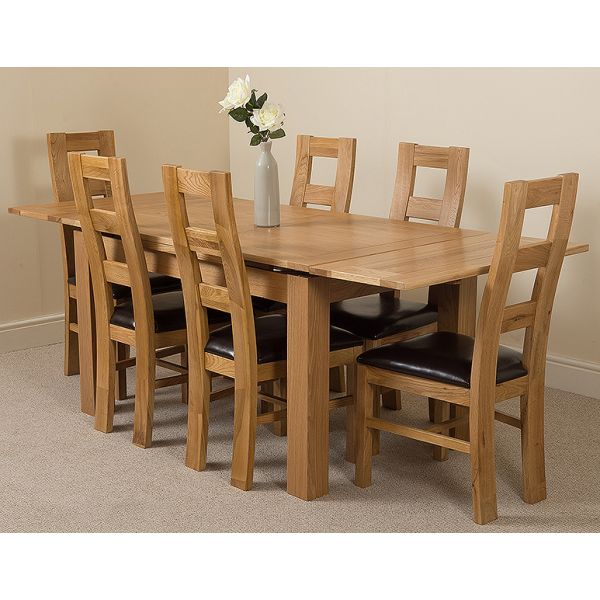 Richmond Oak Dining Set 140 220cm 6, Solid Oak Dining Room Chairs Uk