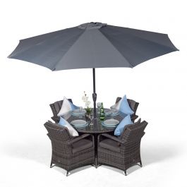 Arizona 120cm Round Seater Rattan Dining Set Grey
