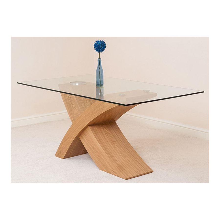 Valencia Oak Small Glass Dining Table & 4 Lola Grey Fabric Chairs